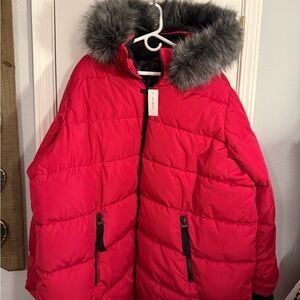 Lane Bryant Red Ski Jacket with Faux Fur Hood